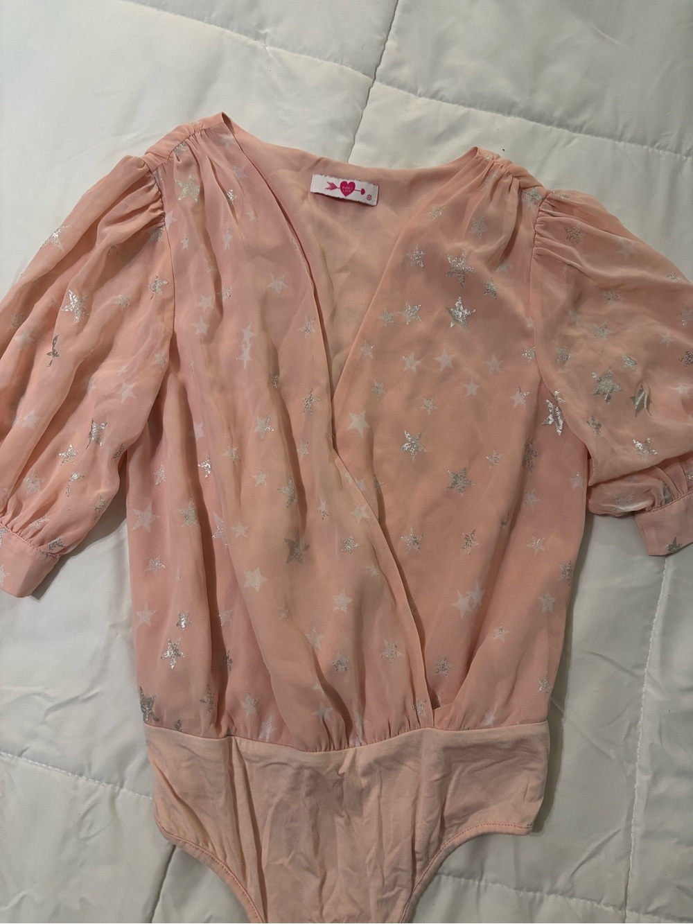 Buddy Love Peach Metallic Star Wrap Bodysuit